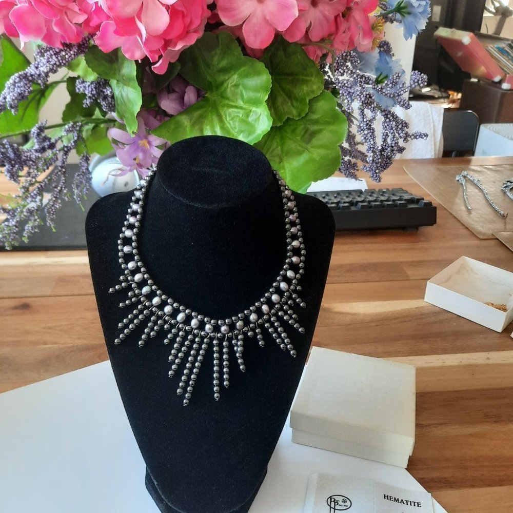 Vintage Pan Pacific Authentic Hematite Necklace Alaska Black Diamond